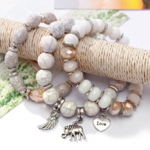 Boho Chunky Beaded Charm Bracelet